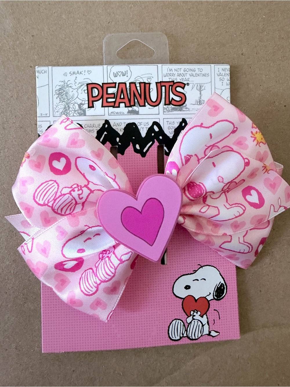 💖Peanuts Pink Snoopy Heart Girl Hair Bow